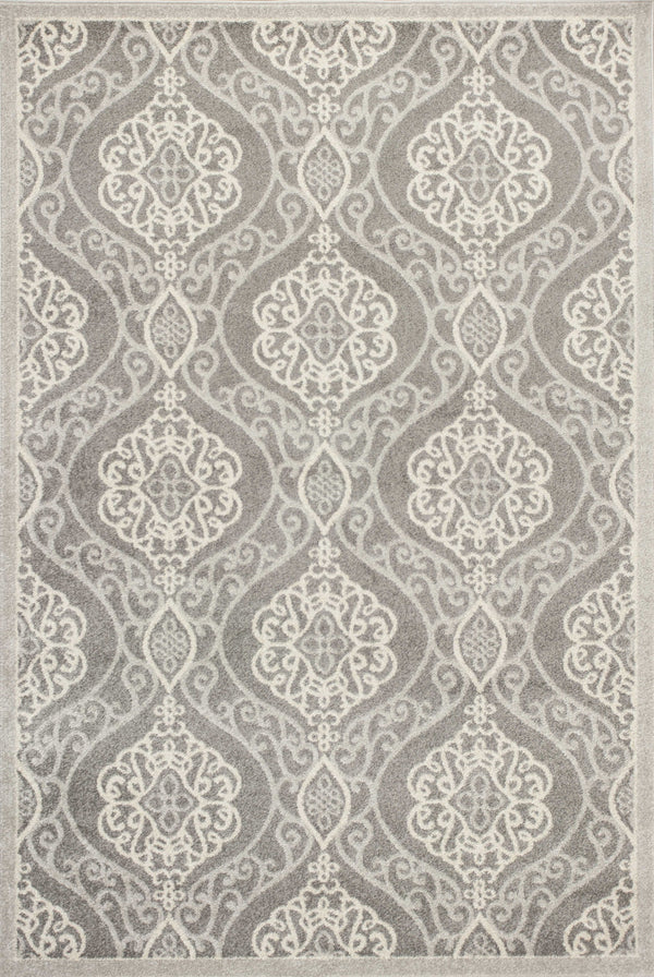 Homeroots 7' X 11' Silver Geometric Mosaic Uv Treated Indoor Area Rug  Polypropylene 352980