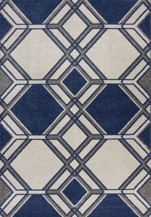 HomeRoots 8' Geometric Area Rug in Blue, Ivory, and Gray - Modern Design for Stylish, Cozy Living Spaces 8' X 11' 352982