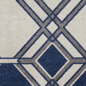 HomeRoots 8' Geometric Area Rug in Blue, Ivory, and Gray - Modern Design for Stylish, Cozy Living Spaces 8' X 11' 352982