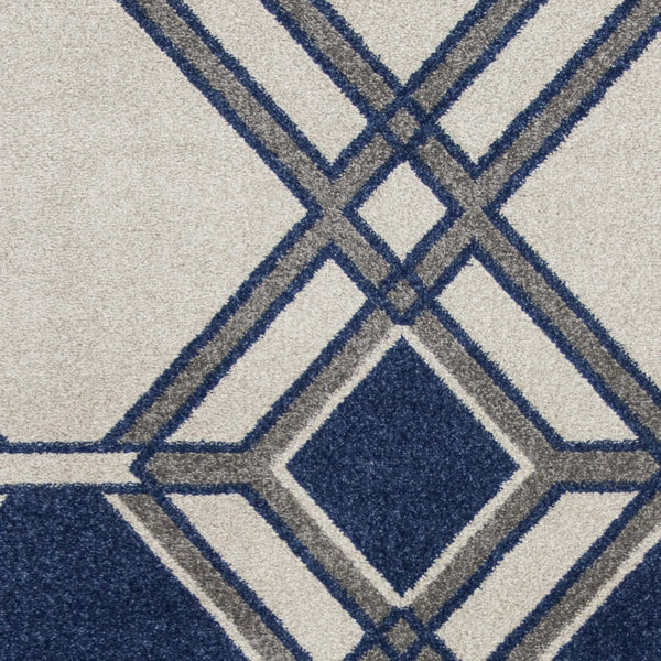 HomeRoots 8' Geometric Area Rug in Blue, Ivory, and Gray - Modern Design for Stylish, Cozy Living Spaces 8' X 11' 352982