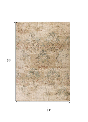 Homeroots 8' X 11' Champagne Beige Machine Woven Damask Indoor Area Rug  Polypropylene 352987