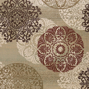 HomeRoots 5' Sage Brown and Ivory Floral Medallion Area Rug - Timeless Elegance for Your Home Décor 8' X 11' 352989