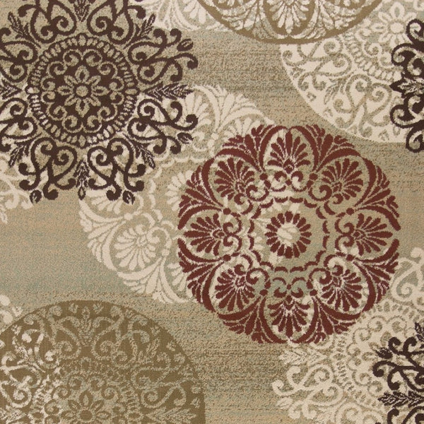 HomeRoots 5' Sage Brown and Ivory Floral Medallion Area Rug - Timeless Elegance for Your Home Décor 8' X 11' 352989