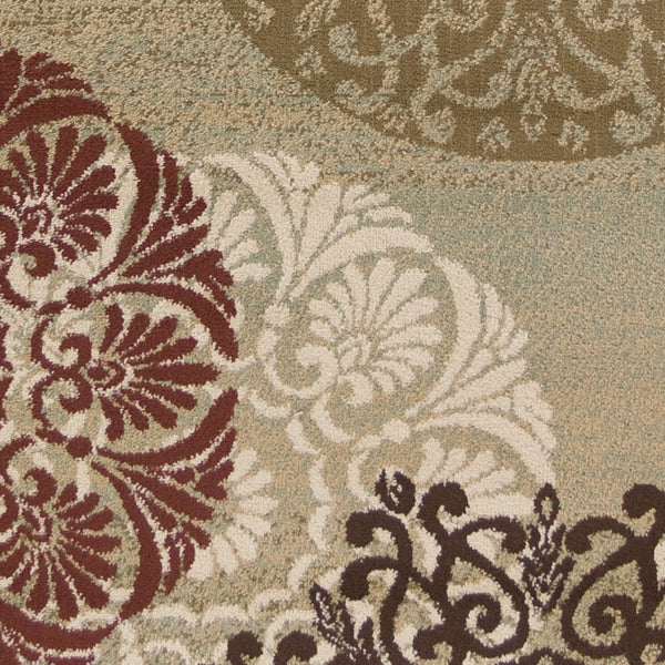 HomeRoots 5' Sage Brown and Ivory Floral Medallion Area Rug - Timeless Elegance for Your Home Décor 8' X 11' 352989