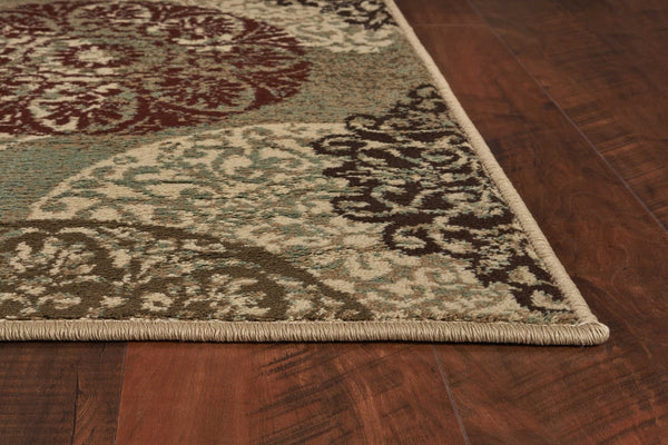 HomeRoots 5' Sage Brown and Ivory Floral Medallion Area Rug - Timeless Elegance for Your Home Décor 8' X 11' 352989