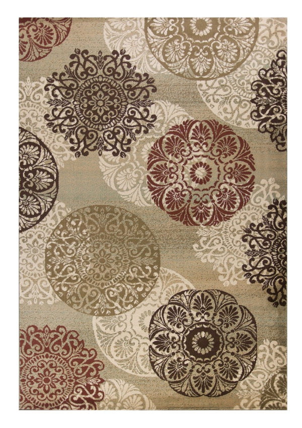 HomeRoots 5' Sage Brown and Ivory Floral Medallion Area Rug - Timeless Elegance for Your Home Décor 8' X 11' 352989