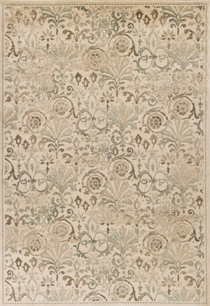 HomeRoots 5' Timeless Ivory and Brown Floral Medallion Area Rug for Elegant Living Spaces and Durability 8' X 11' 352990