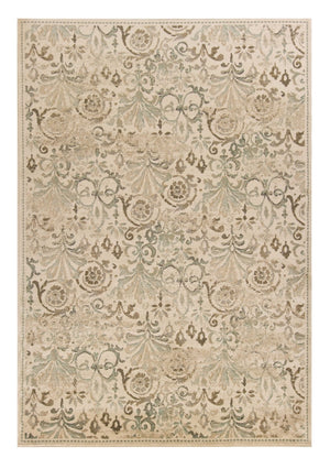 HomeRoots 5' Timeless Ivory and Brown Floral Medallion Area Rug for Elegant Living Spaces and Durability 8' X 11' 352990