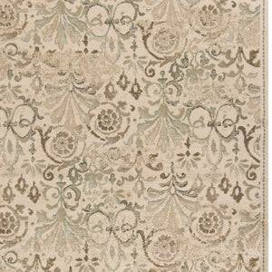 HomeRoots 5' Timeless Ivory and Brown Floral Medallion Area Rug for Elegant Living Spaces and Durability 8' X 11' 352990