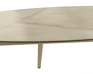 Sunpan Tuner Coffee Table - Hand-Etched Antique Brass and Marble Design for Unique Living Spaces Oval - 54W x 25.75D x 17H