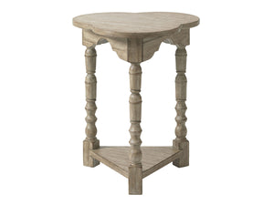 Lexington Bailey Chairside Table - Chic Driftwood Finish With Stainless Steel Top And Elegant Curved Design Driftwood Wood 352-951