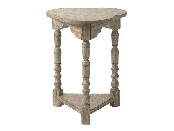Lexington Bailey Chairside Table - Chic Driftwood Finish With Stainless Steel Top And Elegant Curved Design Driftwood Wood 352-951
