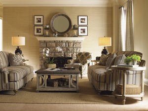 Lexington Wyatt Cocktail Table - Chic Driftwood Finish With Hammered Stainless Steel Top And Nailhead Trim Driftwood Wood 352-955