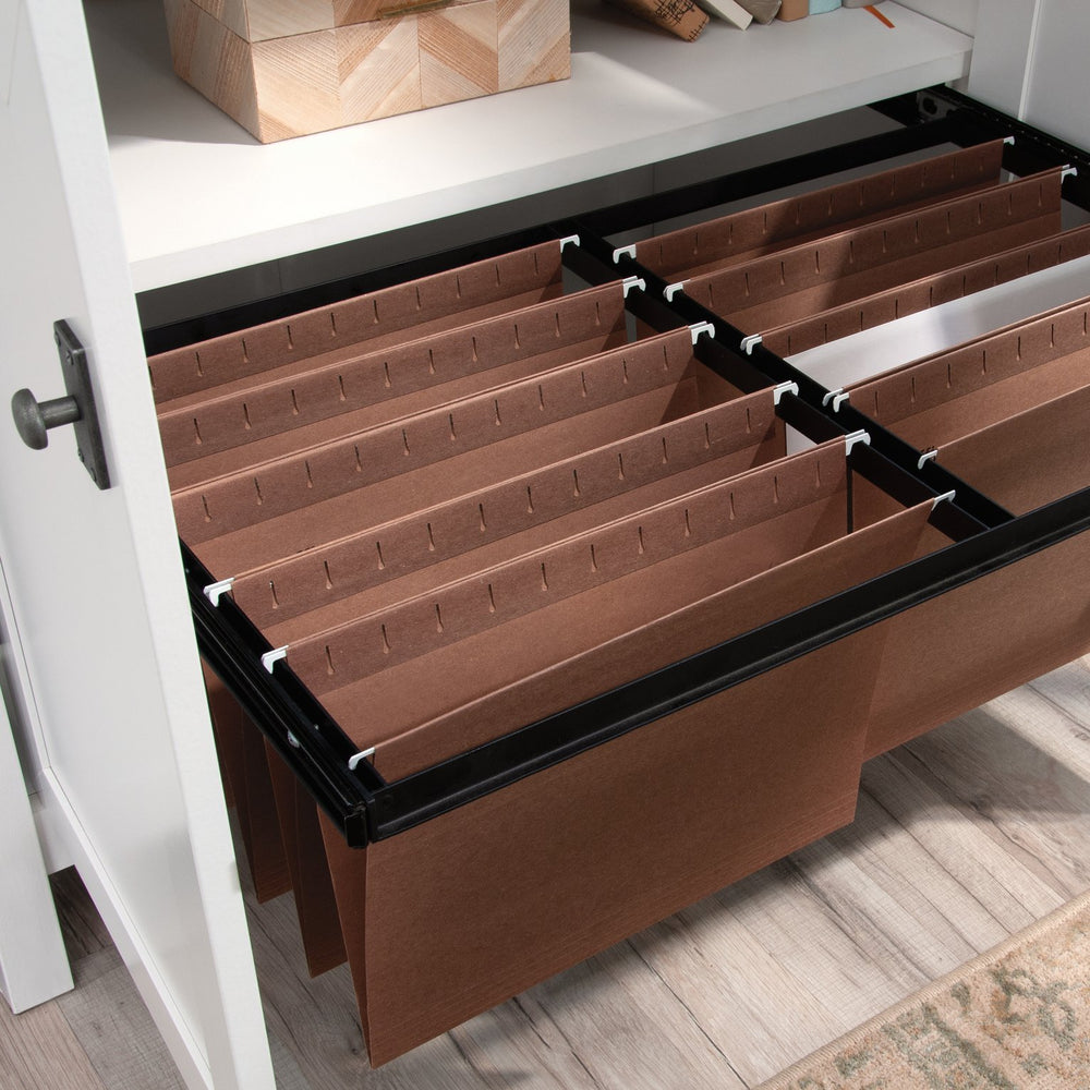 English Elm Credenza, Modern White Storage Solution With Easy Assembly For Home Office, Living Room, Entryway B356P402768