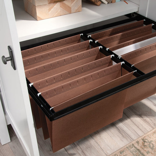 English Elm Credenza, Modern White Storage Solution With Easy Assembly For Home Office, Living Room, Entryway B356P402768