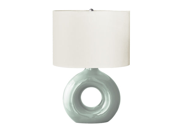 English Elm Lighting, Sculptural Donut Ceramic Table Lamp with Ivory Shade for Modern Interiors Green B2710P461820