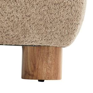 English Elm Boucle Rounded Accent Chair with Rubberwood Legs for Modern Minimalist Living Rooms Light Brown,Natural Wood N776P423410B