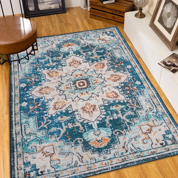 English Elm Area Rug 8X10 Vintage Bohemian Persian Floral Design - Non-Slip, Washable For Living Spaces P1 W2907P265142-GIGA