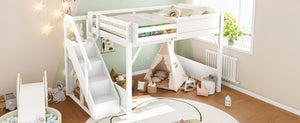 English Elm Twin Low Loft Bed Solid Pine Frame Kids Study Desk Blackboard Storage White Light White W1580S00468
