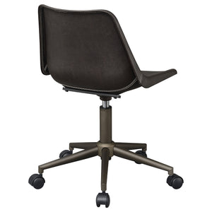 English Elm Ralston Brown Upholstered Office Chair with Ergonomic Curved Seat, Soft Padding, Smooth Casters, Stylish Comfort B062P331104