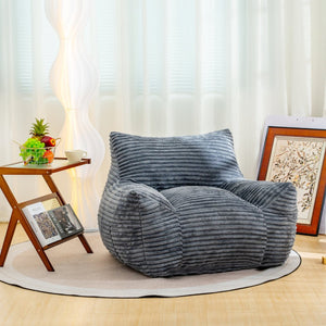 English Elm Bean Bag Lounge Chair Oversized Corduroy Shredded Foam Armrest Adult Floor Sofa Gray W2510P237806