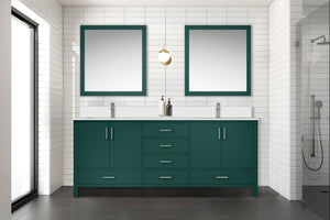 English Elm Green Double Bath Vanity 80" W x 22" D with Cultured Marble Top, Solid Wood, Soft-Close Drawers, Storage B2731P259145