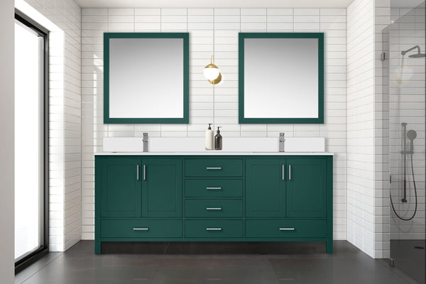 English Elm Green Double Bath Vanity 80" W x 22" D with Cultured Marble Top, Solid Wood, Soft-Close Drawers, Storage B2731P259145
