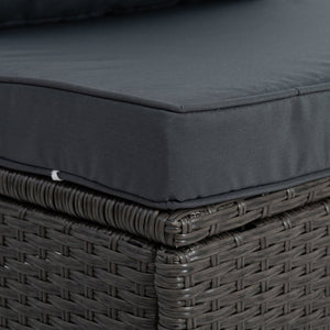 English Elm Patio 7-Piece Pe Wicker Furniture Set With Lounger Sofa, Cushions, And Glass Table For Outdoor Comfort W1703S00029-GIGA