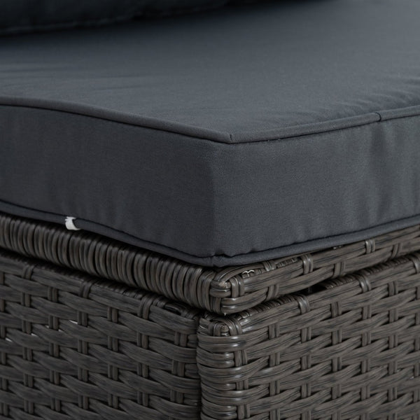 English Elm Patio 7-Piece Pe Wicker Furniture Set With Lounger Sofa, Cushions, And Glass Table For Outdoor Comfort W1703S00029-GIGA