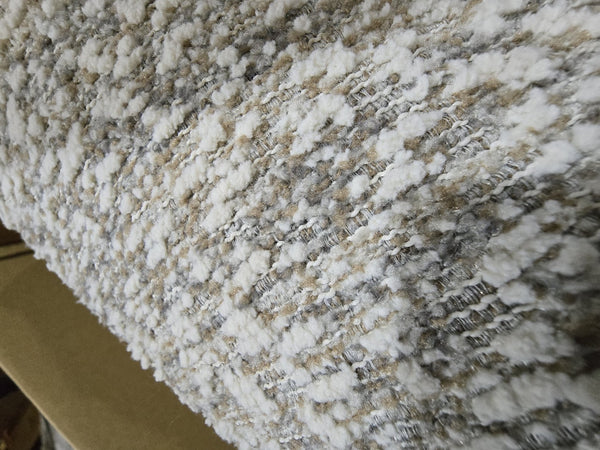 English Elm Contemporary Sculpted Barrel-Back Arm Chair with Smooth Casters, Neutral Textured Upholstery, Stylish Accent Seating Brown Mix,Brown Multi 42 L x 40 W x 35 H B2741P401431