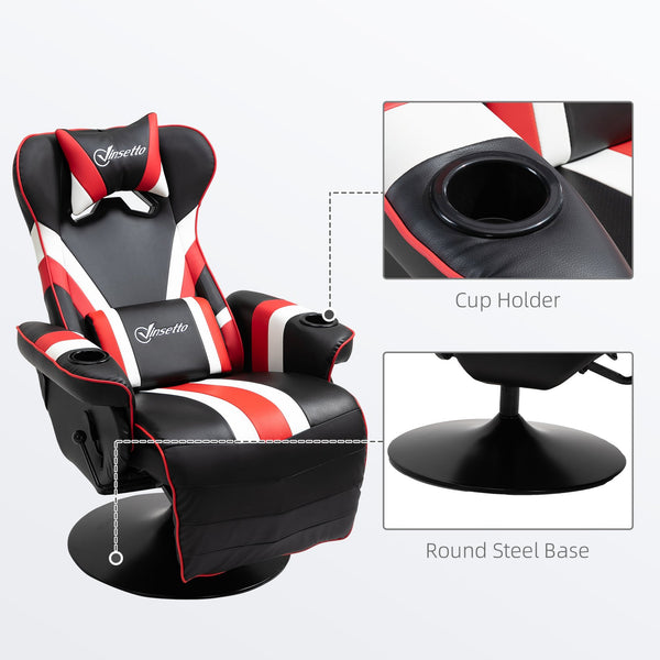 English Elm Vinsetto Racing-Style Gaming Recliner Chair with Lumbar Support, Footrest, Cup Holders, Swivel W2225P217437