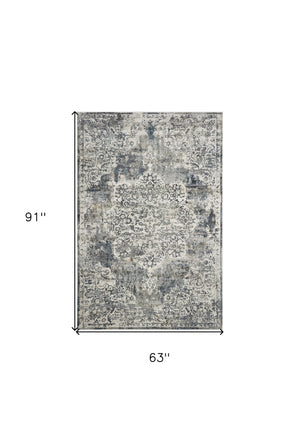 Homeroots 5' X 8' Ivory Medallion Area Rug  Polyester 353002