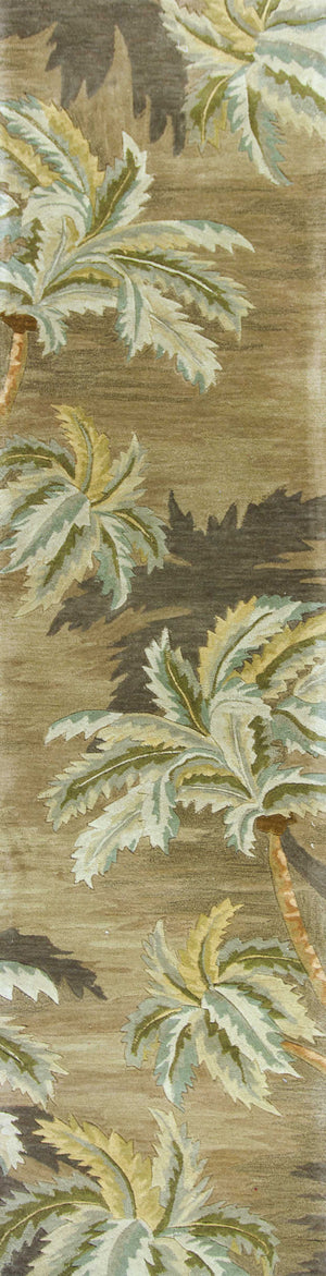 Homeroots 10' Moss Green Hand Tufted Tropical Trees Indoor Runner Rug  Wool 353003
