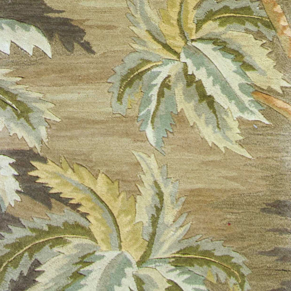 Homeroots 10' Moss Green Hand Tufted Tropical Trees Indoor Runner Rug  Wool 353003