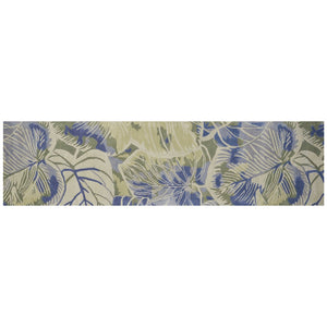 HomeRoots 5' Tropical Botanical Wool Area Rug in Blue Green Beige – Hand-Tufted, Stylish Comfort for Your Home 10' Runner 353004