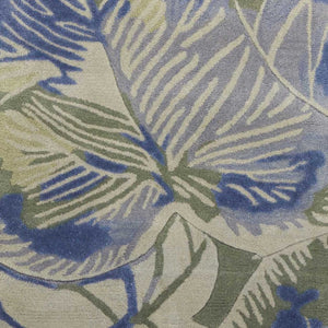 HomeRoots 5' Tropical Botanical Wool Area Rug in Blue Green Beige – Hand-Tufted, Stylish Comfort for Your Home 10' Runner 353004