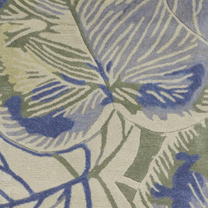 HomeRoots 5' Tropical Botanical Wool Area Rug in Blue Green Beige – Hand-Tufted, Stylish Comfort for Your Home 10' Runner 353004