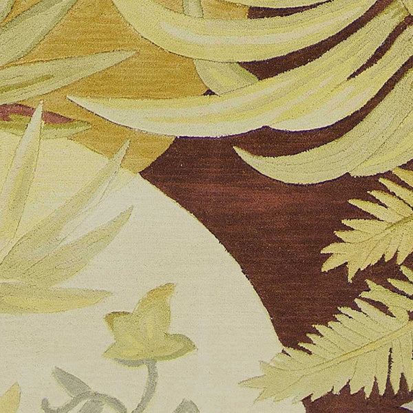 HomeRoots 5' Coral Green and Ivory Hand-Tufted Wool Area Rug with Tropical Botanical Design for Elegant Spaces 10' Runner 353005