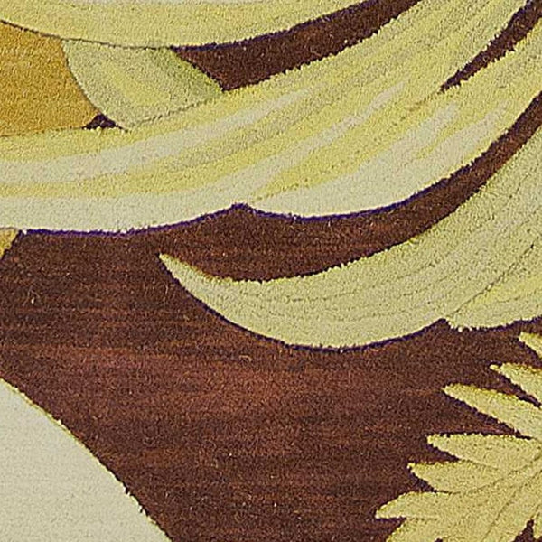 HomeRoots 5' Coral Green and Ivory Hand-Tufted Wool Area Rug with Tropical Botanical Design for Elegant Spaces 10' Runner 353005
