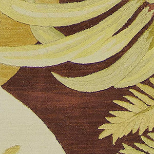 HomeRoots 5' Coral Green and Ivory Hand-Tufted Wool Area Rug with Tropical Botanical Design for Elegant Spaces 10' Runner 353005
