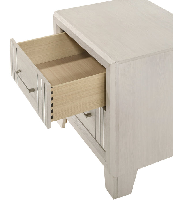 English Elm 1pc Modern Faux Marble Top Nightstand with Two Drawers, Sleek Contrast Finish, Compact Bedroom Storage Beige 19.49 L x 24.61 W x 23.62 H B2741P330645