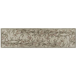 Homeroots 2' X 10' Ivory Bamboo Leaves Wool Indoor Runner Rug  Wool 353010