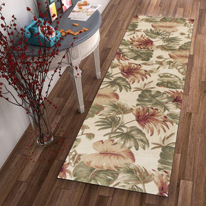 HomeRoots 5' Wool Botanical Leaves Hand-Tufted Area Rug in Beige, Green & Pink - Artisanal Charm for Your Home 10' Runner 353012