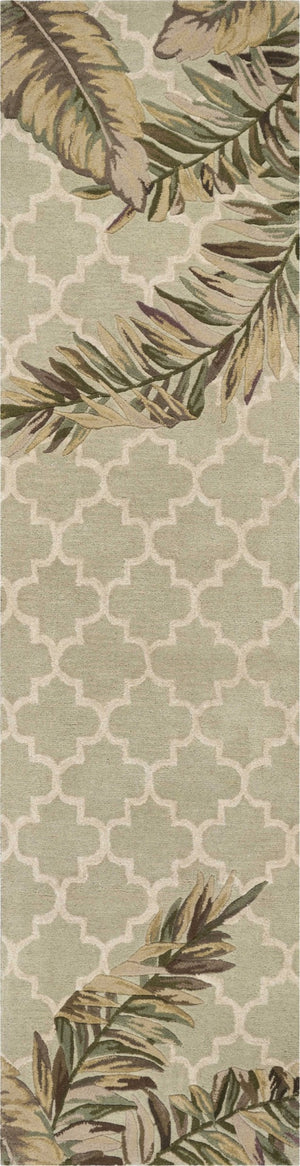 HomeRoots 5' Hand-Tufted Wool Area Rug in Sage Taupe & Green Botanical Design for Elegant Living Spaces 10' Runner 353014