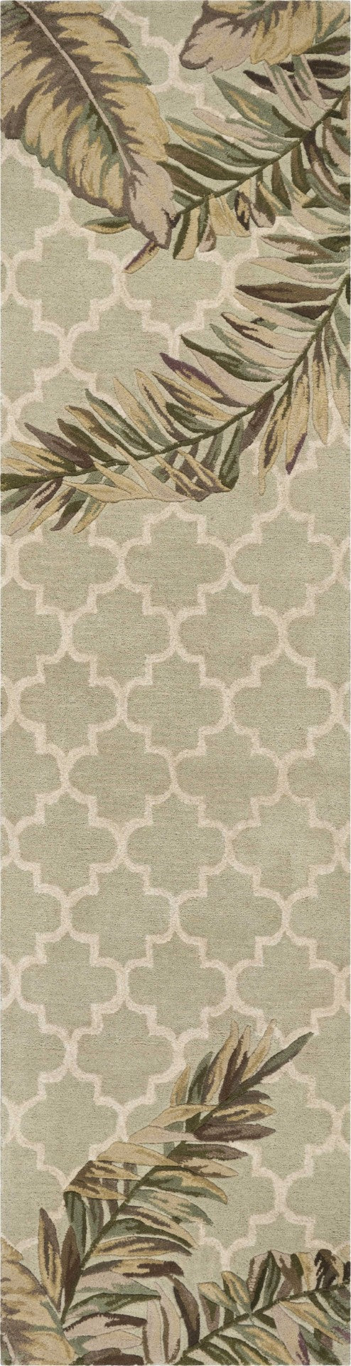 HomeRoots 5' Hand-Tufted Wool Area Rug in Sage Taupe & Green Botanical Design for Elegant Living Spaces 10' Runner 353014