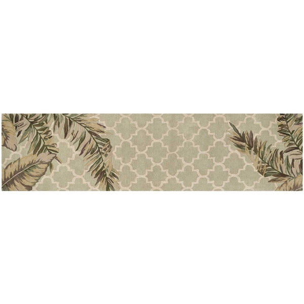 HomeRoots 5' Hand-Tufted Wool Area Rug in Sage Taupe & Green Botanical Design for Elegant Living Spaces 10' Runner 353014