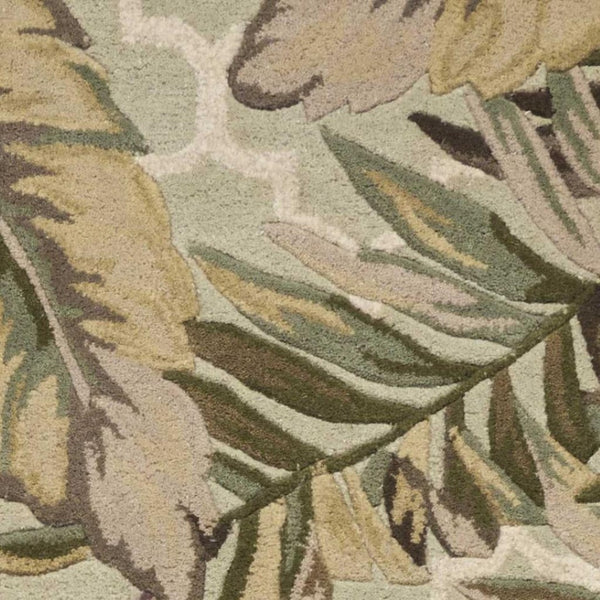 HomeRoots 5' Hand-Tufted Wool Area Rug in Sage Taupe & Green Botanical Design for Elegant Living Spaces 10' Runner 353014
