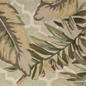 HomeRoots 5' Hand-Tufted Wool Area Rug in Sage Taupe & Green Botanical Design for Elegant Living Spaces 10' Runner 353014