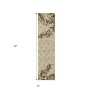 HomeRoots 5' Hand-Tufted Wool Area Rug in Sage Taupe & Green Botanical Design for Elegant Living Spaces 10' Runner 353014