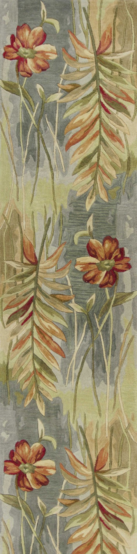 HomeRoots 5' Tropical Botanical Hand-Tufted Wool Area Rug in Blue and Green - Plush Comfort & Style 10' Runner 353017